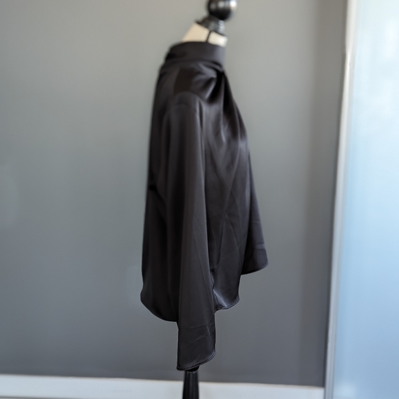 Draped Satin Blouse in Black - Picture 11 of 13